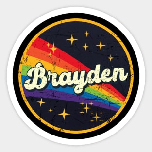 Brayden // Rainbow In Space Vintage Grunge-Style Sticker